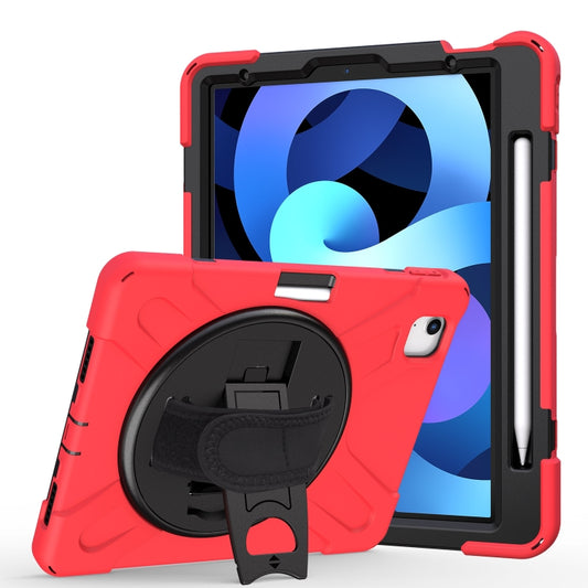 For iPad Air 2022 / 2020 10.9 360 Degree Rotation PC + Silicone Protective Case with Holder & Hand-strap(Red) - iPad Air (2022) / (2020) 10.9 Cases by buy2fix | Online Shopping UK | buy2fix