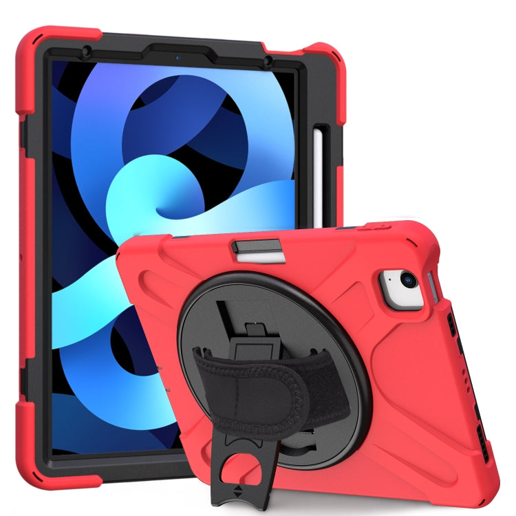 For iPad Air 2022 / 2020 10.9 360 Degree Rotation PC + Silicone Protective Case with Holder & Hand-strap(Red) - iPad Air (2022) / (2020) 10.9 Cases by buy2fix | Online Shopping UK | buy2fix
