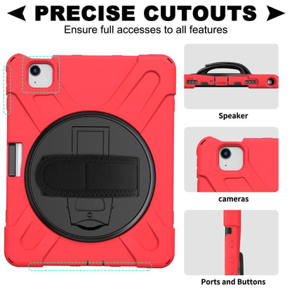 For iPad Air 2022 / 2020 10.9 360 Degree Rotation PC + Silicone Protective Case with Holder & Hand-strap(Red) - iPad Air (2022) / (2020) 10.9 Cases by buy2fix | Online Shopping UK | buy2fix