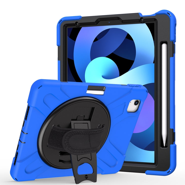 For iPad Air 2022 / 2020 10.9 360 Degree Rotation PC + Silicone Protective Case with Holder & Hand-strap(Blue) - iPad Air (2022) / (2020) 10.9 Cases by buy2fix | Online Shopping UK | buy2fix