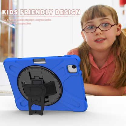 For iPad Air 2022 / 2020 10.9 360 Degree Rotation PC + Silicone Protective Case with Holder & Hand-strap(Blue) - iPad Air (2022) / (2020) 10.9 Cases by buy2fix | Online Shopping UK | buy2fix