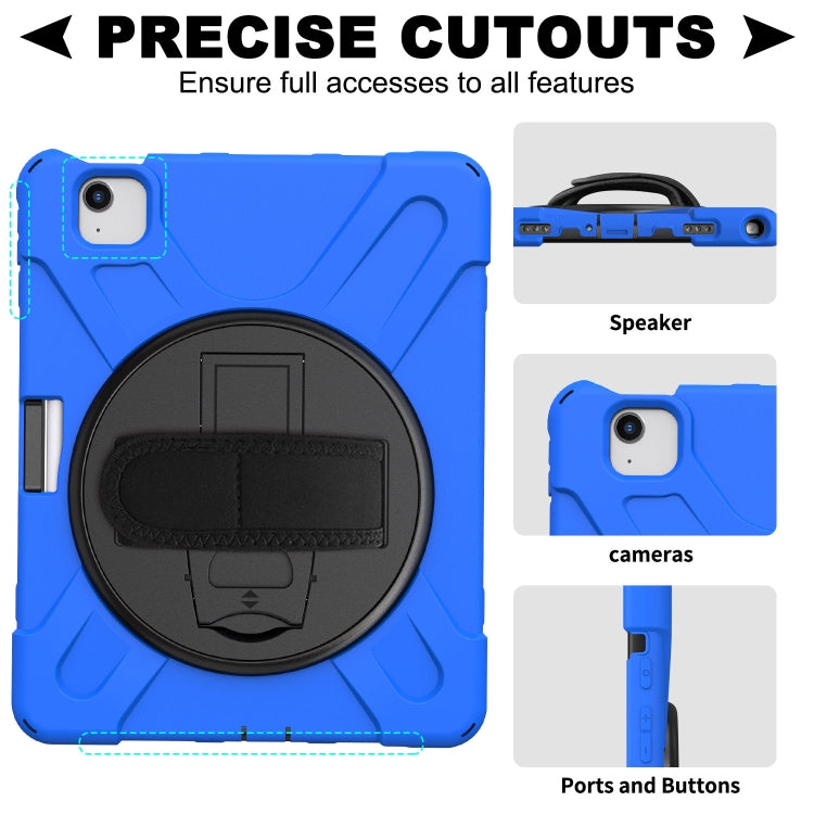 For iPad Air 2022 / 2020 10.9 360 Degree Rotation PC + Silicone Protective Case with Holder & Hand-strap(Blue) - iPad Air (2022) / (2020) 10.9 Cases by buy2fix | Online Shopping UK | buy2fix