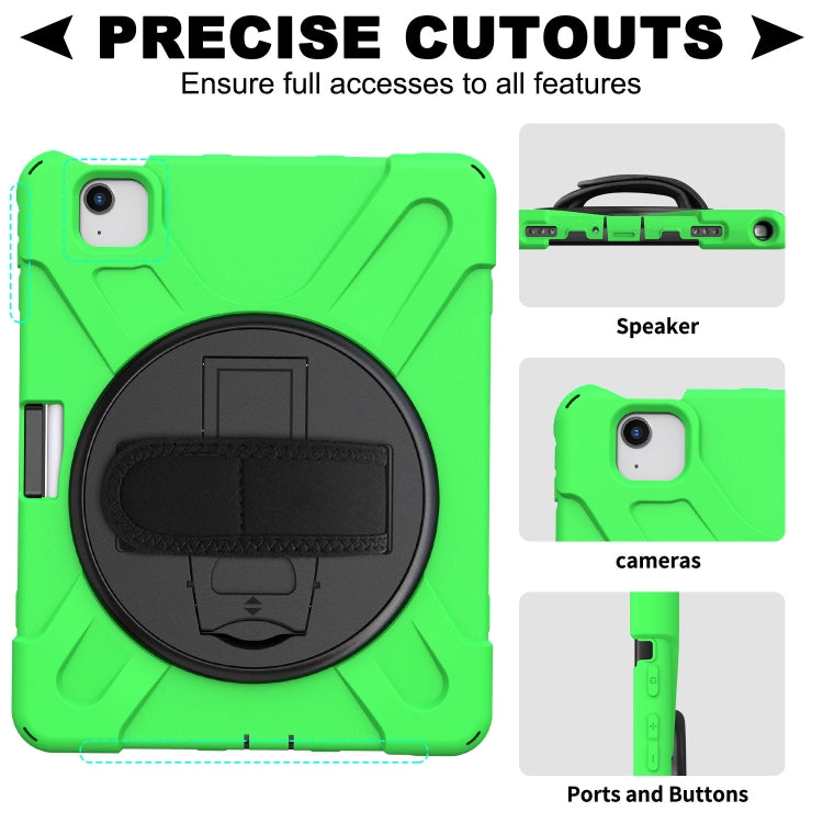 For iPad Air 2022 / 2020 10.9 360 Degree Rotation PC + Silicone Protective Case with Holder & Hand-strap(Green) - iPad Air (2022) / (2020) 10.9 Cases by buy2fix | Online Shopping UK | buy2fix