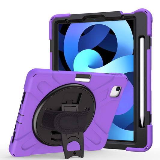 For iPad Air 2022 / 2020 10.9 360 Degree Rotation PC + Silicone Protective Case with Holder & Hand-strap(Purple) - iPad Air (2022) / (2020) 10.9 Cases by buy2fix | Online Shopping UK | buy2fix