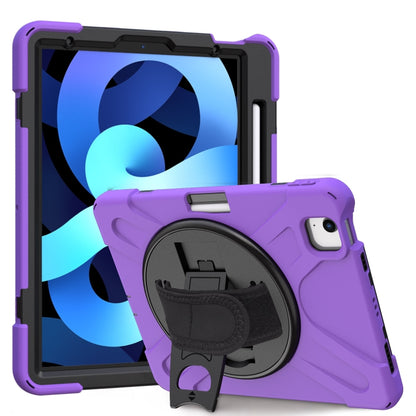 For iPad Air 2022 / 2020 10.9 360 Degree Rotation PC + Silicone Protective Case with Holder & Hand-strap(Purple) - iPad Air (2022) / (2020) 10.9 Cases by buy2fix | Online Shopping UK | buy2fix