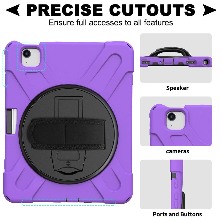 For iPad Air 2022 / 2020 10.9 360 Degree Rotation PC + Silicone Protective Case with Holder & Hand-strap(Purple) - iPad Air (2022) / (2020) 10.9 Cases by buy2fix | Online Shopping UK | buy2fix
