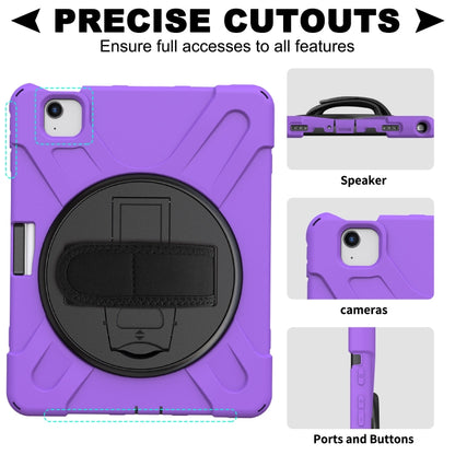 For iPad Air 2022 / 2020 10.9 360 Degree Rotation PC + Silicone Protective Case with Holder & Hand-strap(Purple) - iPad Air (2022) / (2020) 10.9 Cases by buy2fix | Online Shopping UK | buy2fix