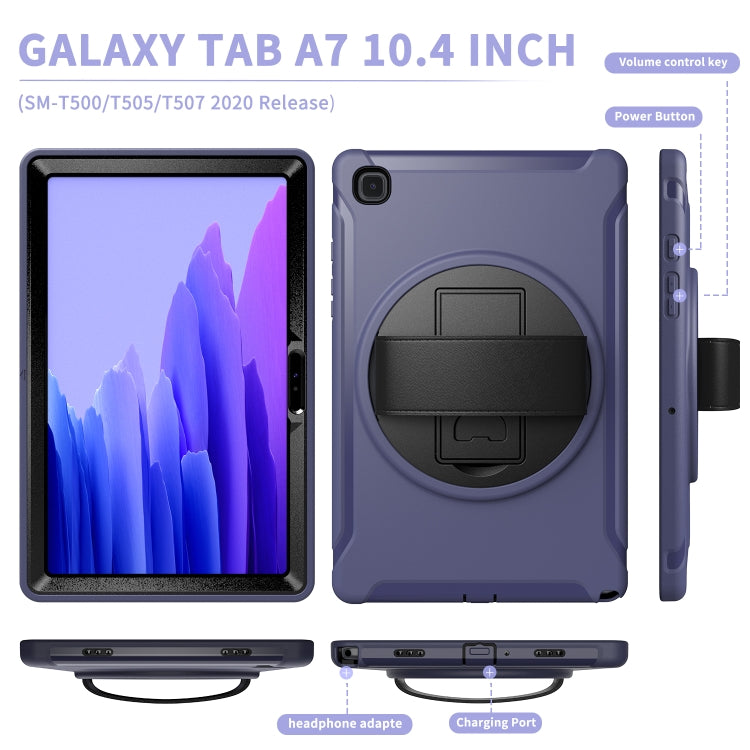 For Samsung Galaxy Tab A7 (2020) T500/T505 360 Degree Rotation PC + TPU Protective Case with Holder & Hand-strap & Pen Slot(Blue) - Other Galaxy Tab PC by buy2fix | Online Shopping UK | buy2fix