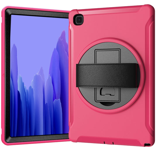 For Samsung Galaxy Tab A7 (2020) T500/T505 360 Degree Rotation PC + TPU Protective Case with Holder & Hand-strap & Pen Slot(Rose Red) - Other Galaxy Tab PC by buy2fix | Online Shopping UK | buy2fix