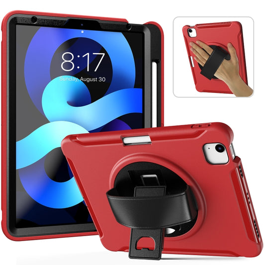 For iPad Air 2022 / 2020 10.9 360 Degree Rotation PC + TPU Protective Case with Holder & Hand-strap & Pen Slot(Red) - iPad Air (2022) / (2020) 10.9 Cases by buy2fix | Online Shopping UK | buy2fix