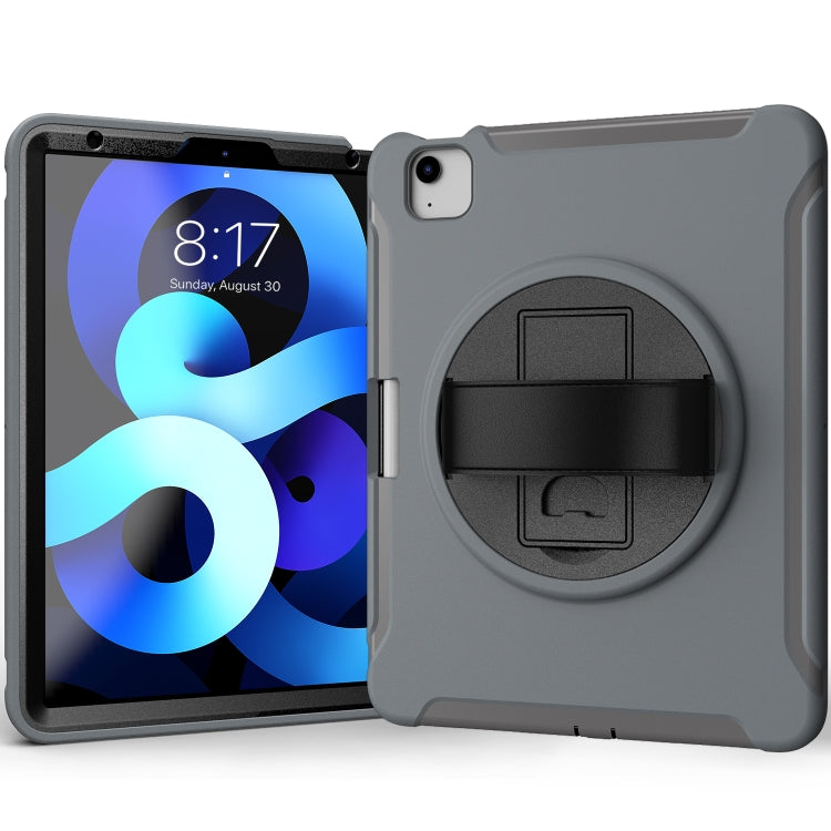 For iPad Air 2022 / 2020 10.9 360 Degree Rotation PC + TPU Protective Case with Holder & Hand-strap & Pen Slot(Grey) - iPad Air (2022) / (2020) 10.9 Cases by buy2fix | Online Shopping UK | buy2fix