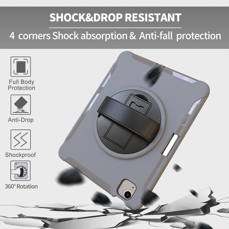 For iPad Air 2022 / 2020 10.9 360 Degree Rotation PC + TPU Protective Case with Holder & Hand-strap & Pen Slot(Grey) - iPad Air (2022) / (2020) 10.9 Cases by buy2fix | Online Shopping UK | buy2fix