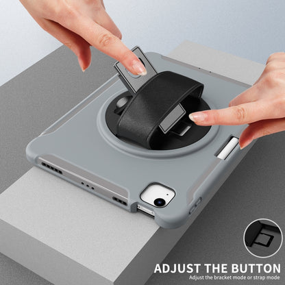 For iPad Air 2022 / 2020 10.9 360 Degree Rotation PC + TPU Protective Case with Holder & Hand-strap & Pen Slot(Grey) - iPad Air (2022) / (2020) 10.9 Cases by buy2fix | Online Shopping UK | buy2fix