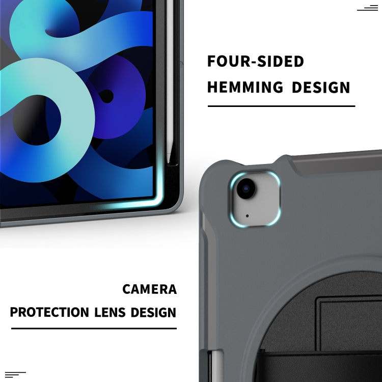 For iPad Air 2022 / 2020 10.9 360 Degree Rotation PC + TPU Protective Case with Holder & Hand-strap & Pen Slot(Grey) - iPad Air (2022) / (2020) 10.9 Cases by buy2fix | Online Shopping UK | buy2fix