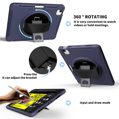 For iPad Air 2022 / 2020 10.9 360 Degree Rotation PC + TPU Protective Case with Holder & Hand-strap & Pen Slot(Blue) - iPad Air (2022) / (2020) 10.9 Cases by buy2fix | Online Shopping UK | buy2fix
