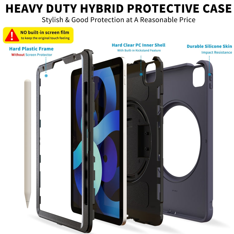 For iPad Air 2022 / 2020 10.9 360 Degree Rotation PC + TPU Protective Case with Holder & Hand-strap & Pen Slot(Blue) - iPad Air (2022) / (2020) 10.9 Cases by buy2fix | Online Shopping UK | buy2fix
