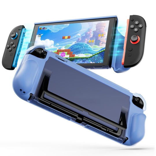 For Nintendo Switch 2 XDcase Transparent Armor Soft-Touch TPU Protective Case with Front Cover(Blue)