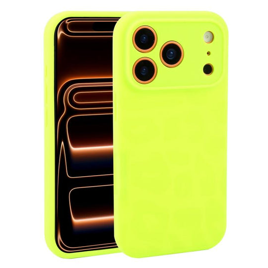 For iPhone 17 Pro Max Precision Hole Leopard Print Liquid Silicone Phone Case(Bright Green)
