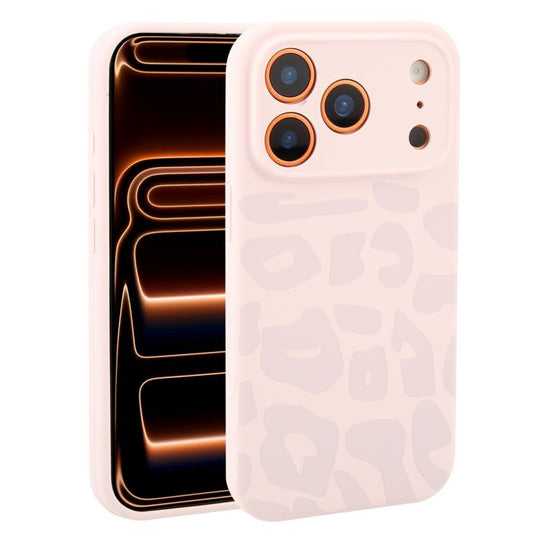 For iPhone 17 Pro Max Precision Hole Leopard Print Liquid Silicone Phone Case(Dusty Pink)