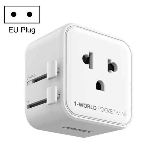 MOMAX UA37 1-World Pocket Mini Ultra-thin Universal Travel Adapter, Plug:EU Plug(White)