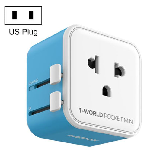 MOMAX UA37 1-World Pocket Mini Ultra-thin Universal Travel Adapter, Plug:US Plug(Blue)