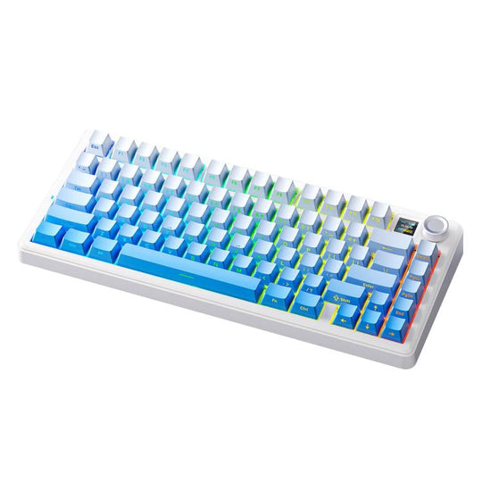 AULA F75MAX 80 Keys Wired/2.4G/Bluetooth Three Model Customized RGB Mechanical Keyboard(White Island Blue Wind Harvester Axis)