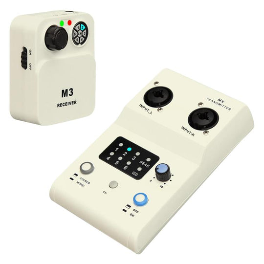 MX-M3 Portable Wireless In-Ear Monitoring System for Stage 1 TX & 1 RX(White)