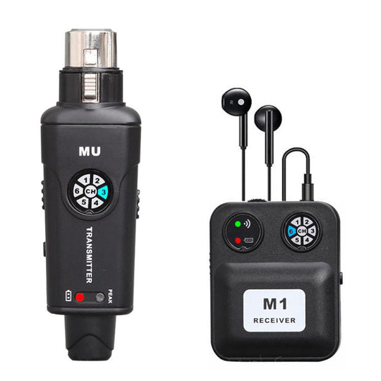 MU-M1 Portable Wireless In-Ear Monitoring System for Stage XLR TX & 1 RX(Black)