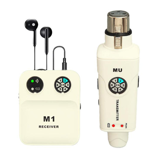 MU-M1 Portable Wireless In-Ear Monitoring System for Stage XLR TX & 1 RX(White)