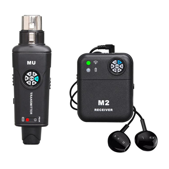 MU-M2 Portable Wireless In-Ear Monitoring System for Stage XLR TX & 1 RX(Black)