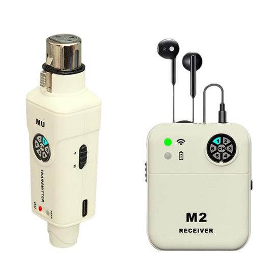 MU-M2 Portable Wireless In-Ear Monitoring System for Stage XLR TX & 1 RX(White)