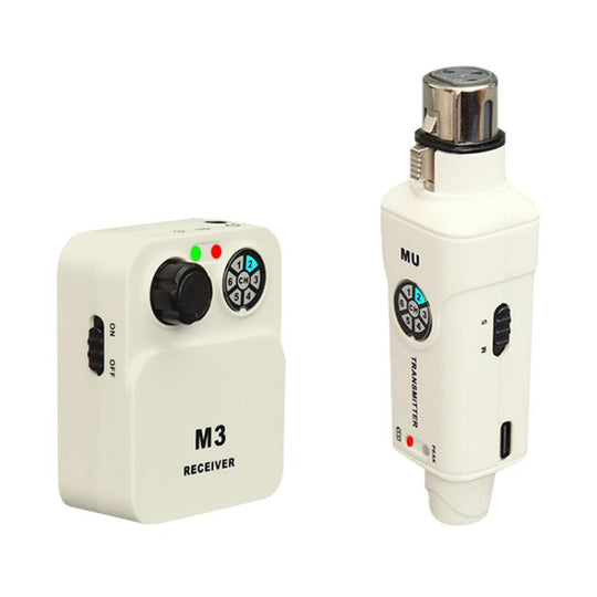 MU-M3 Portable Wireless In-Ear Monitoring System for Stage XLR TX & 1 RX(White)