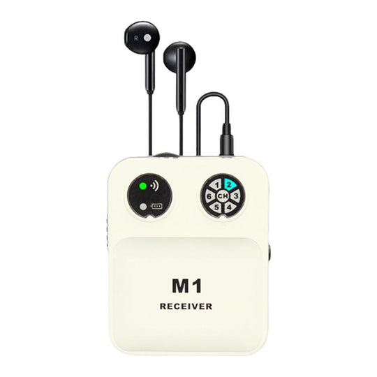 M1 Portable Wireless Monitoring Receiver with Wired Earphones(White)