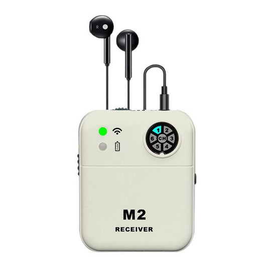 M2 Portable Wireless Monitoring Receiver with Wired Earphones(White)