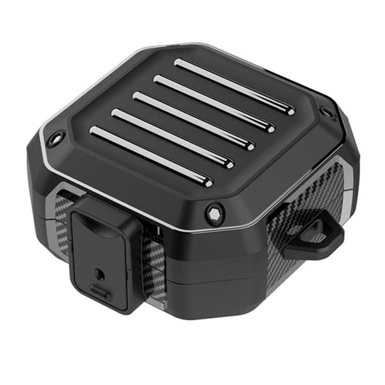 For Galaxy Buds 4 / 4 Pro Luggage Carbon Fiber Horizontal Texture Shockproof  Earphone Protective Case with Hook(Black)
