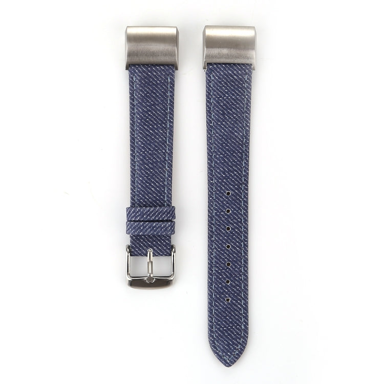 For Fitbit Charge 2 Cowboy Texture Leather Watch Band(Dark Blue) - Watch Bands by buy2fix | Online Shopping UK | buy2fix