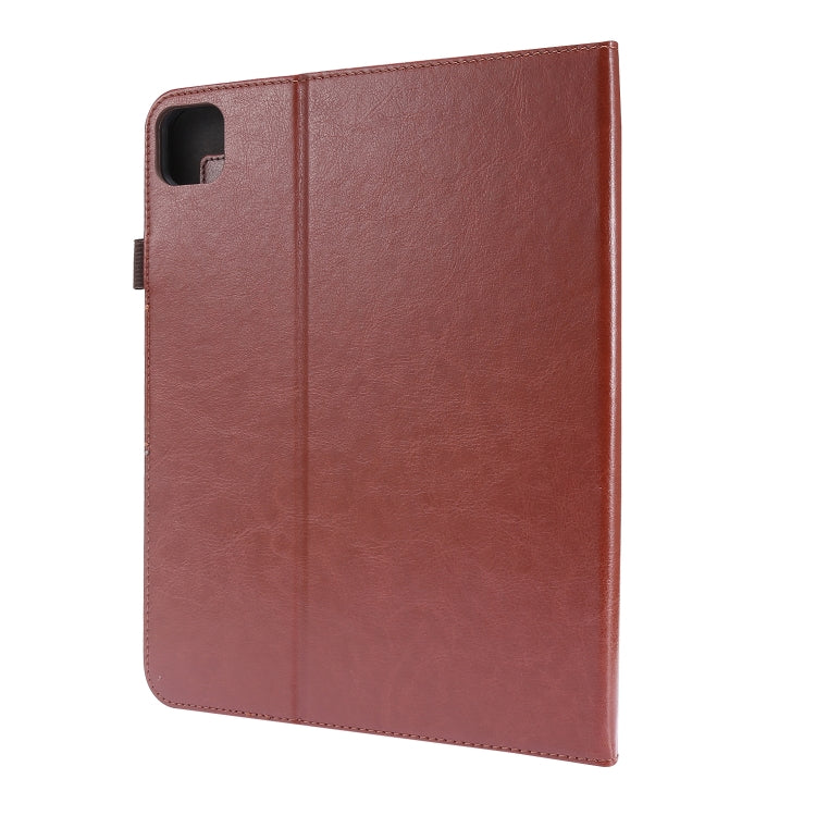 For iPad Pro 12.9 inch (2020) Crazy Horse Texture Horizontal Flip Leather Tablet Case with 2-folding Holder & Card Slot(Brown) - iPad Pro 12.9 (2020) Cases by buy2fix | Online Shopping UK | buy2fix