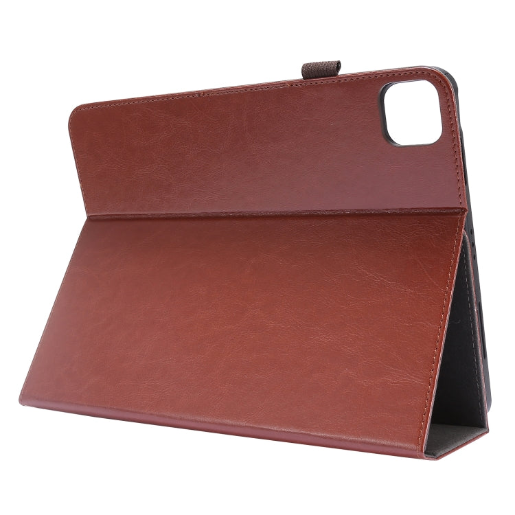 For iPad Pro 12.9 inch (2020) Crazy Horse Texture Horizontal Flip Leather Tablet Case with 2-folding Holder & Card Slot(Brown) - iPad Pro 12.9 (2020) Cases by buy2fix | Online Shopping UK | buy2fix