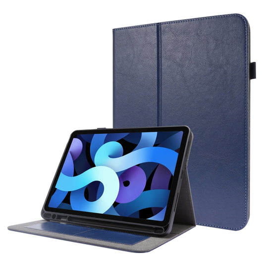 For iPad Pro 12.9 inch (2020) Crazy Horse Texture Horizontal Flip Leather Tablet Case with 2-folding Holder & Card Slot(Dark Blue) - iPad Pro 12.9 (2020) Cases by buy2fix | Online Shopping UK | buy2fix
