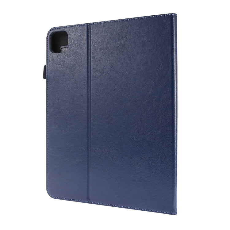 For iPad Pro 12.9 inch (2020) Crazy Horse Texture Horizontal Flip Leather Tablet Case with 2-folding Holder & Card Slot(Dark Blue) - iPad Pro 12.9 (2020) Cases by buy2fix | Online Shopping UK | buy2fix