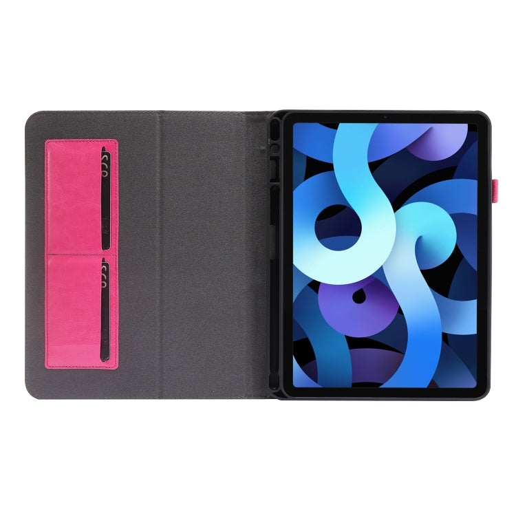 For iPad Pro 11 inch /iPad Air 2022 / 2020 10.9 Crazy Horse Texture Horizontal Flip Leather Case with 2-folding Holder & Card Slot(Rose Red) - iPad Air (2022) / (2020) 10.9 Cases by buy2fix | Online Shopping UK | buy2fix