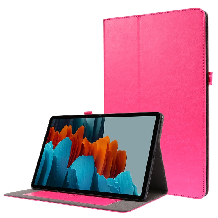 For Samsung Galaxy Tab S8+ / Tab S8 Plus / Tab S7 FE / Tab S7+ / T970 Crazy Horse Texture Horizontal Flip Leather Case with 2-folding Holder & Card Slot(Rose Red) by buy2fix