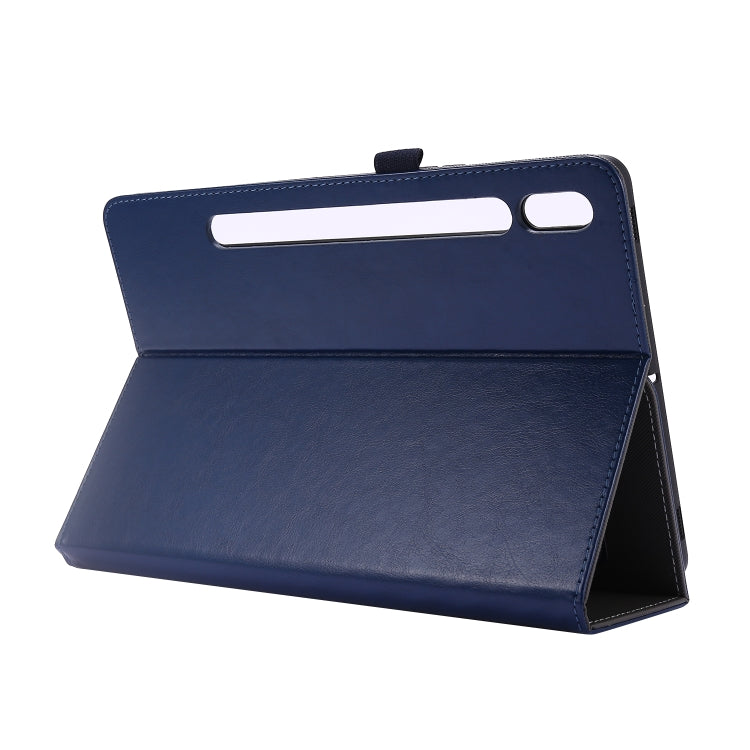 For Samsung Galaxy Tab S8 / Galaxy Tab S7 / SM-870 Crazy Horse Texture Horizontal Flip Leather Case with 2-folding Holder & Card Slot(Dark Blue) by buy2fix