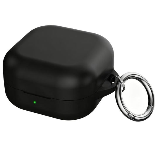 For Galaxy Buds4 / Buds4 Pro 2mm Thickness One-piece Silicone Earbuds Protective Case with Hook(Black)