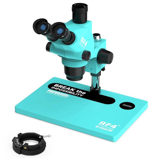 RF4 RF-6565TVP 6.5X-65X Trinocular Stereo Zoom Microscope with Big Aluminum Alloy Base(Blue)