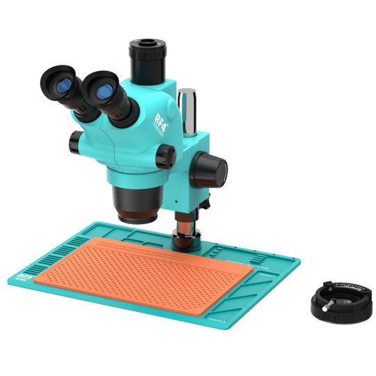 RF4 RF-6565-PO4 6.5X-65X Trinocular Stereo Zoom Microscope with PO4 Aluminum Alloy Base(Blue)