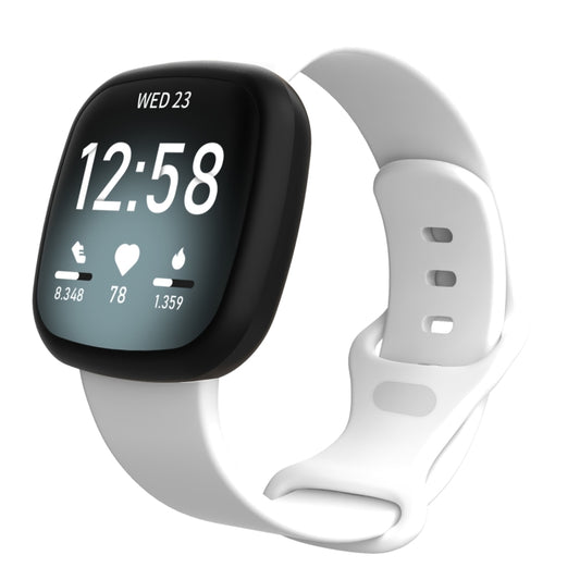 For Fitbit Versa 3 / Sense Silicone Watch Band, Size: S(White) - Watch Bands by buy2fix | Online Shopping UK | buy2fix