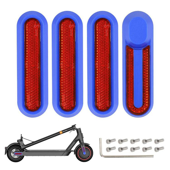 For Xiaomi Mijia M365 Pro / Pro 2 / 1S 4 in 1 Electric Scooter Wheel Decorative Side Cover Plastic Block Reflective Strip with Screws(Blue + Red)