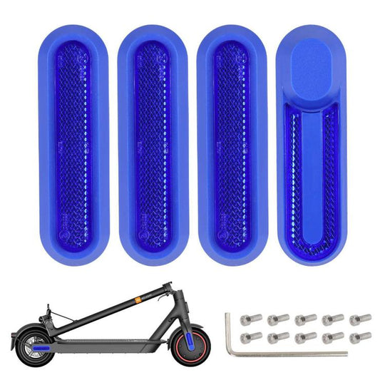 For Xiaomi Mijia M365 Pro / Pro 2 / 1S 4 in 1 Electric Scooter Wheel Decorative Side Cover Plastic Block Reflective Strip with Screws(Blue + Blue)