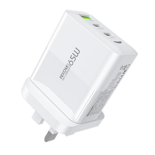 WK WP-U102 Raython Series 65W USB and Type-Cx2 Fast Charger, UK Plug(White)